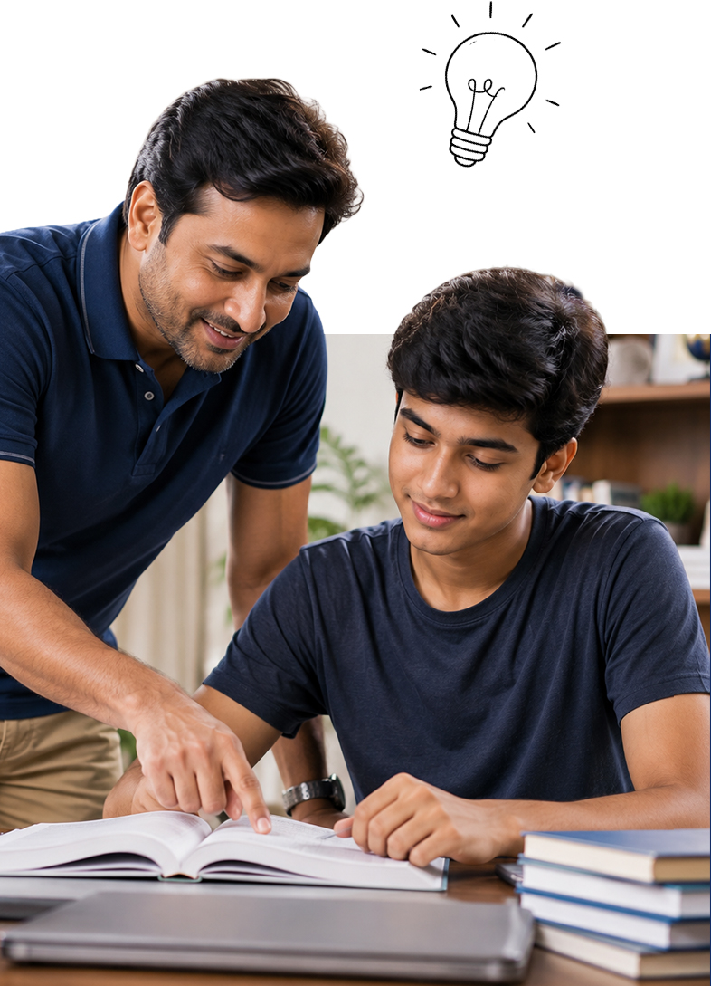 Student and teacher studying